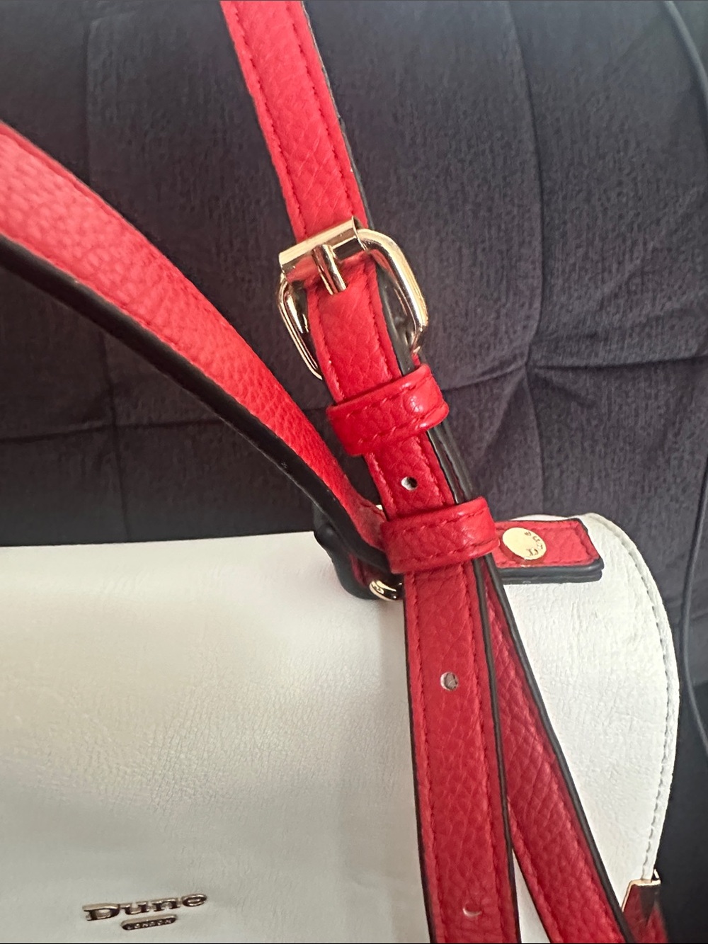Dune London White & Red Straw Top-Handle Satchel - Picture 4 of 6